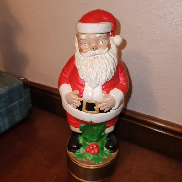 70s MCM Santa Claus Art Pottery Booze Decanter With Removable Hat Lid 11" H x 4" - Picture 1 of 11